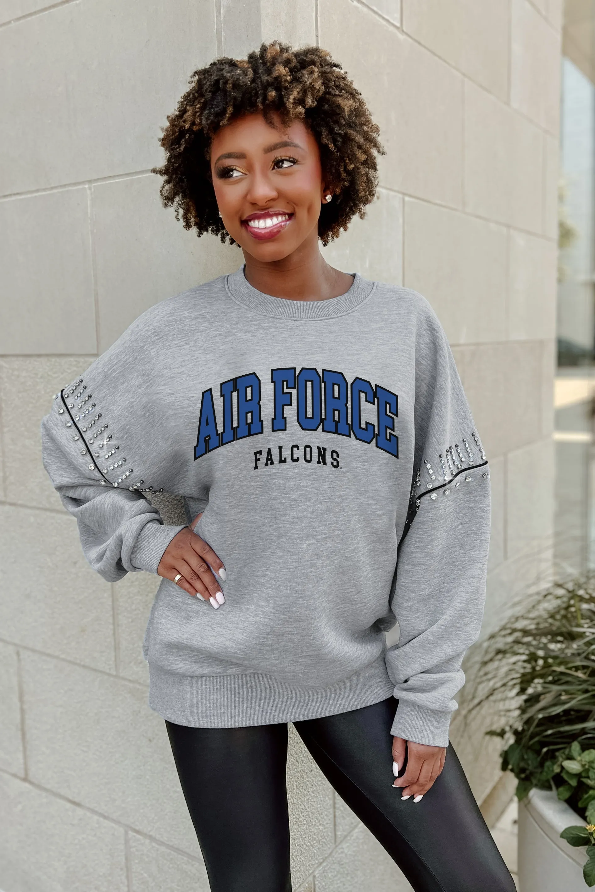 AIR FORCE FALCONS COMPETITIVE EDGE JEWEL TRIM SLEEVE FLEECE PULLOVER