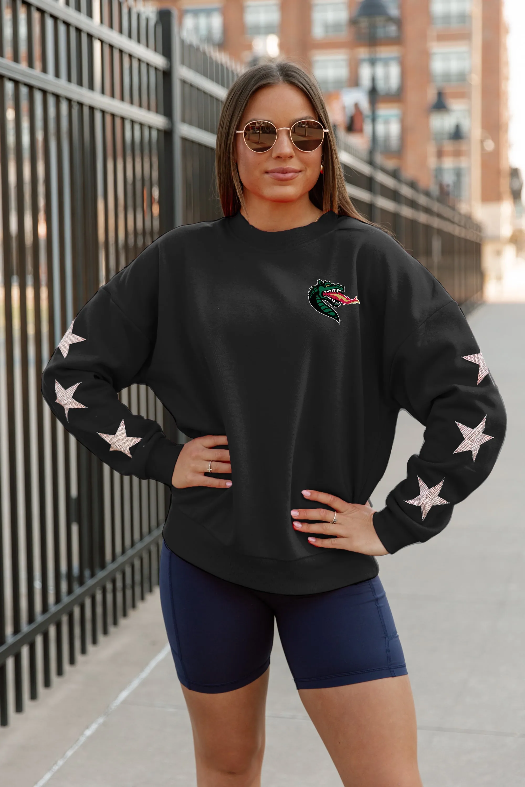 ALABAMA AT BIRMINGHAM BLAZERS DEDICATION EMBELLISHED STAR SLEEVE CREWNECK PULLOVER