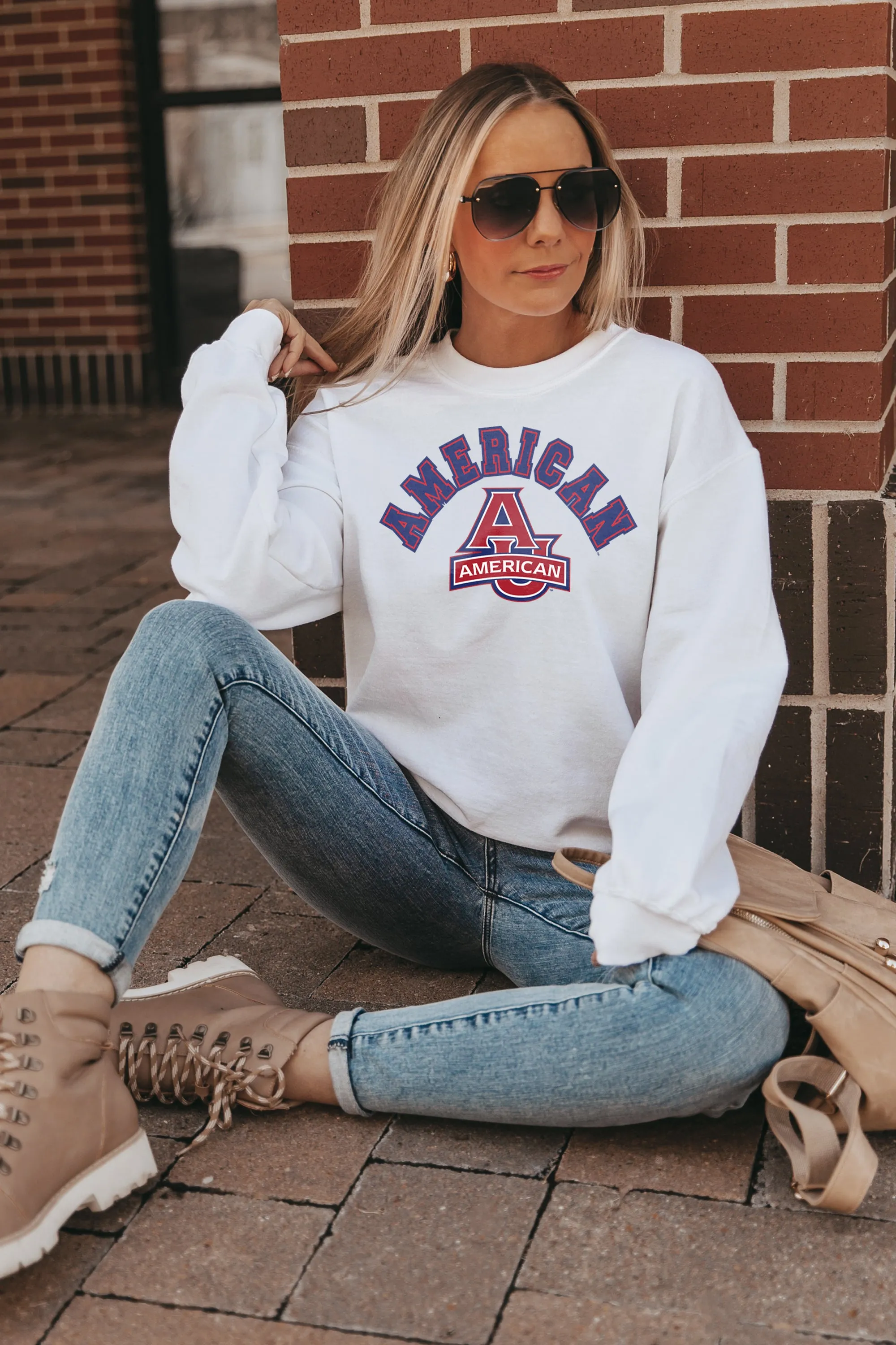 AMERICAN UNIVERSITY EAGLES "HIT THE HIGHLIGHTS" PERFECT CREW SWEATSHIRT