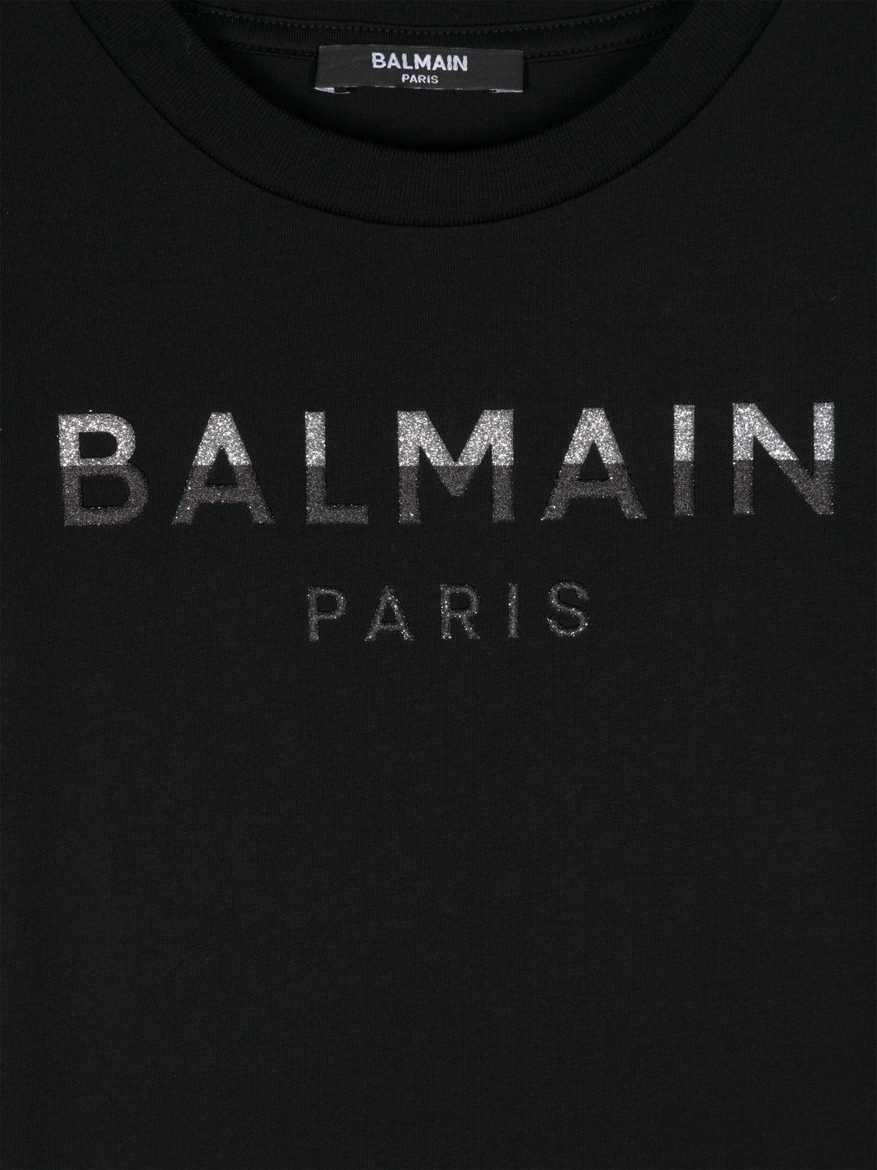 Balmain Girls Paris Logo Jersey Dress in Black