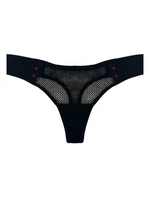 Black   Red Fishnet Thong