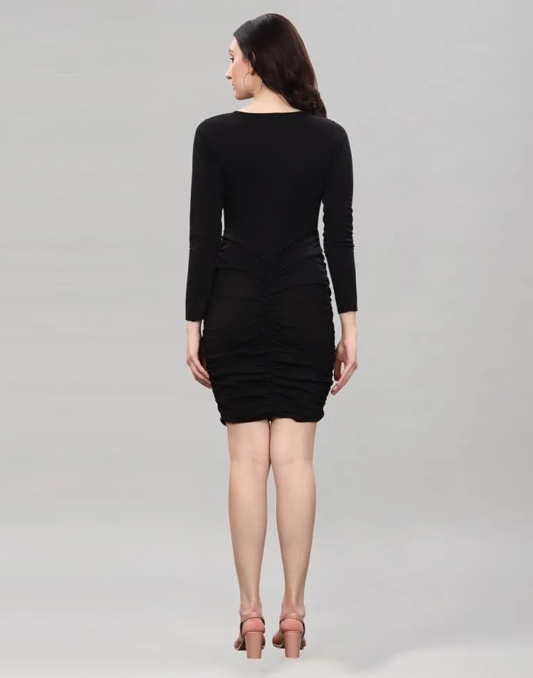 Black Ribbed Bodycon Dress