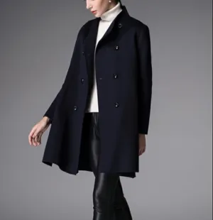 Black Women Winter Black Long Women Wool Coat Jacket/6677