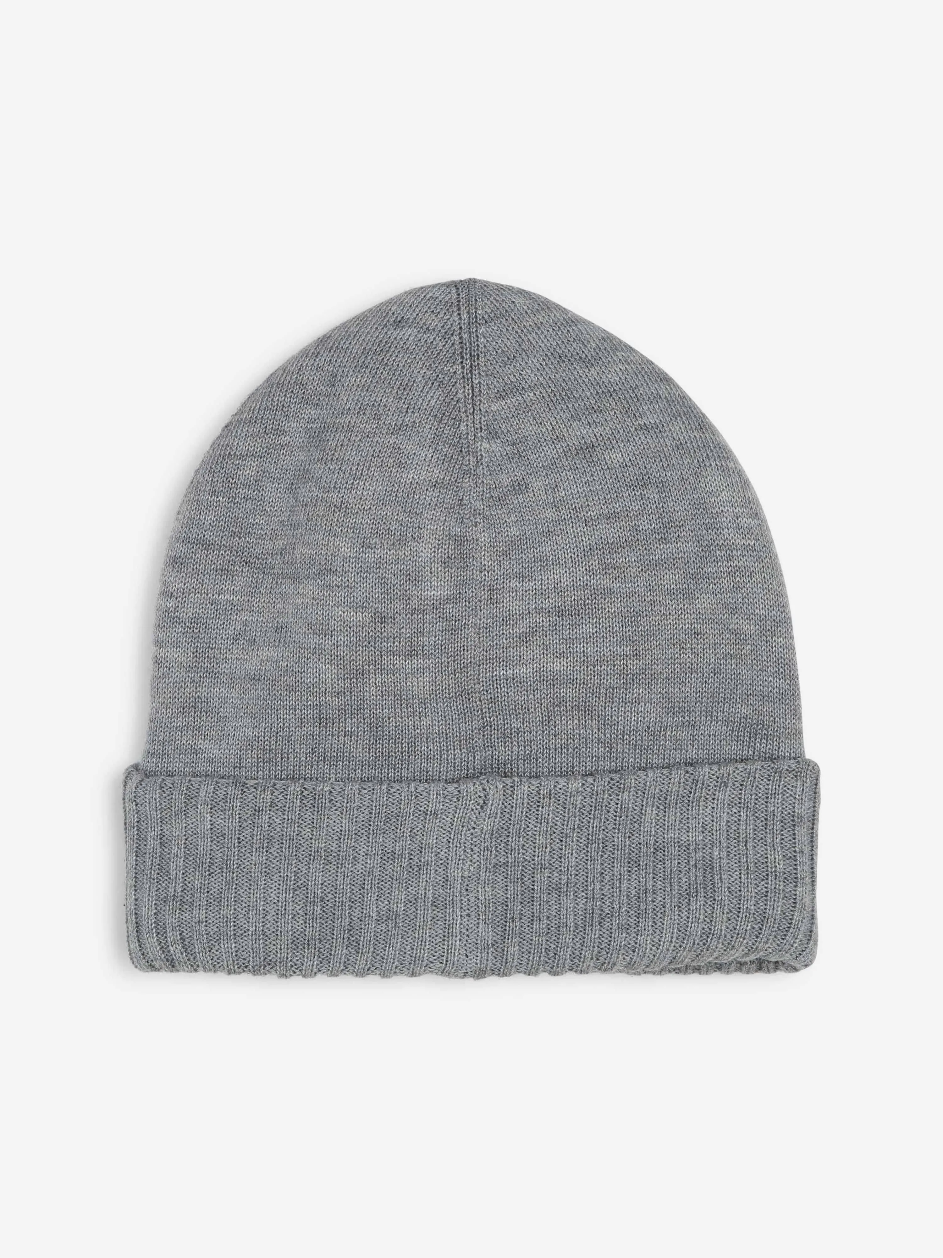 BOSS Boys Logo Badge Beanie Hat in Grey