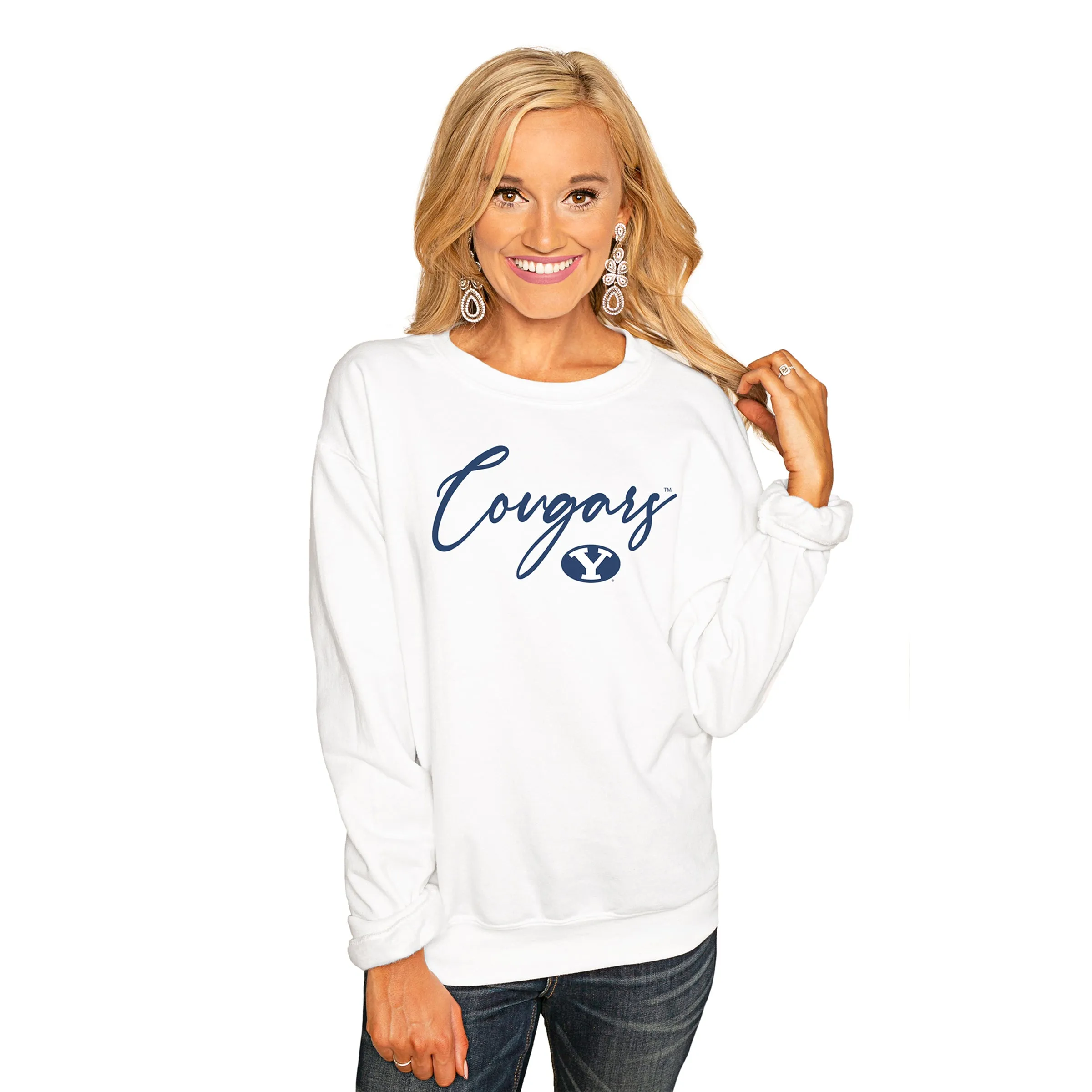 BYU COUGARS "WIN THE DAY" PERFECT COZY CREW SWEATSHIRT