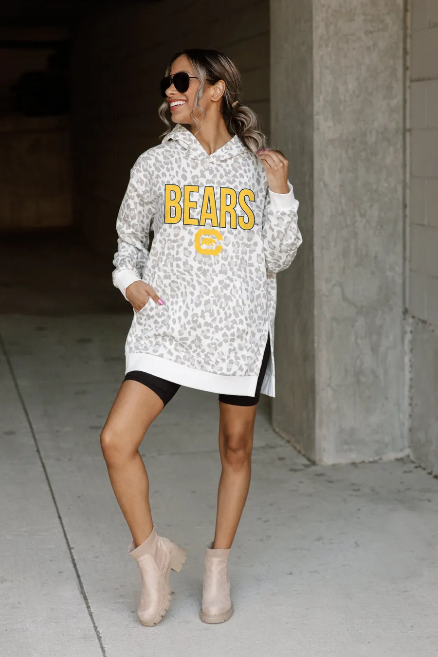 CALIFORNIA GOLDEN BEARS FIERCE FAN SIDE SPLIT LEOPARD HOODIE