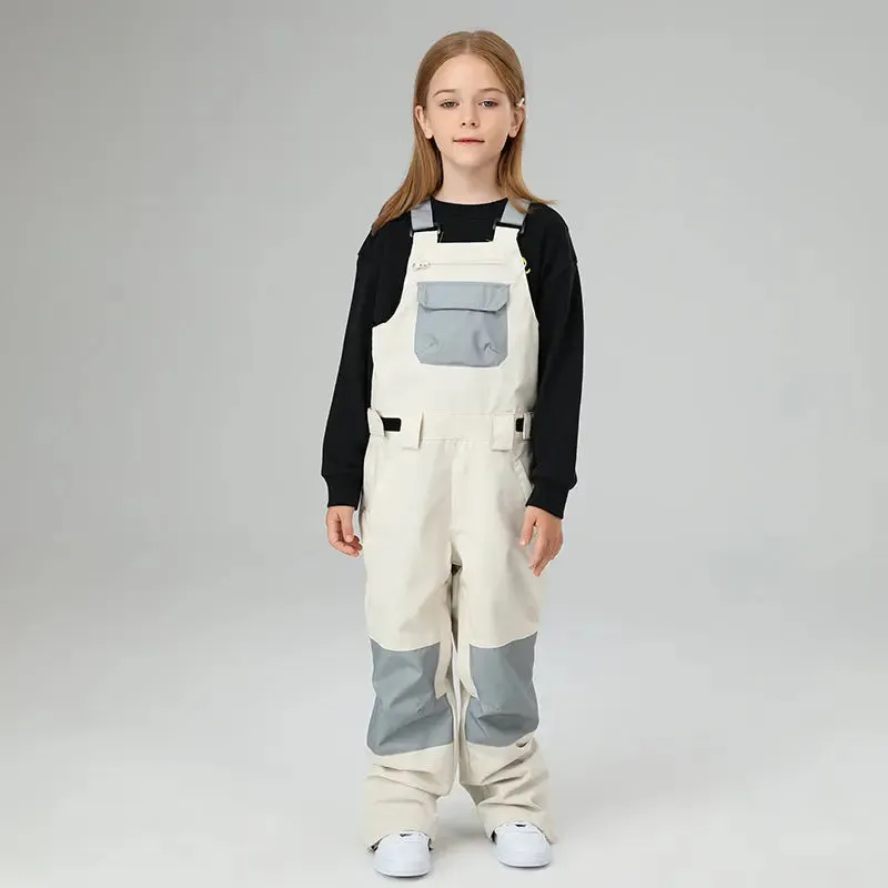 Classical Girls Colorblock Ski Overall Bib Pants Winter Sports Pants