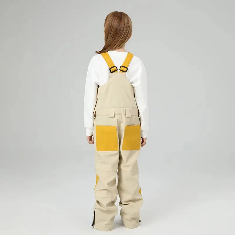 Classical Girls Colorblock Ski Overall Bib Pants Winter Sports Pants