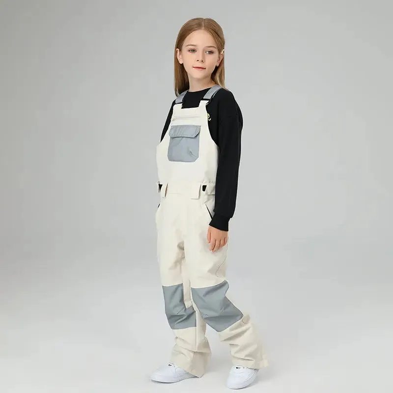 Classical Girls Colorblock Ski Overall Bib Pants Winter Sports Pants