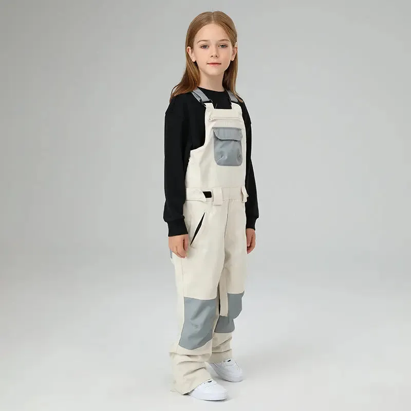 Classical Girls Colorblock Ski Overall Bib Pants Winter Sports Pants