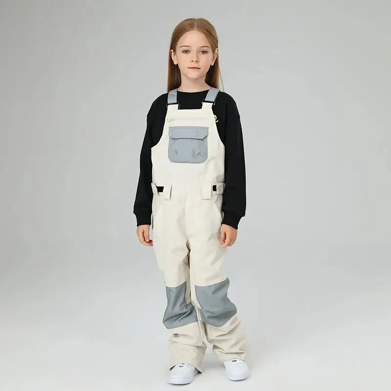 Classical Girls Colorblock Ski Overall Bib Pants Winter Sports Pants