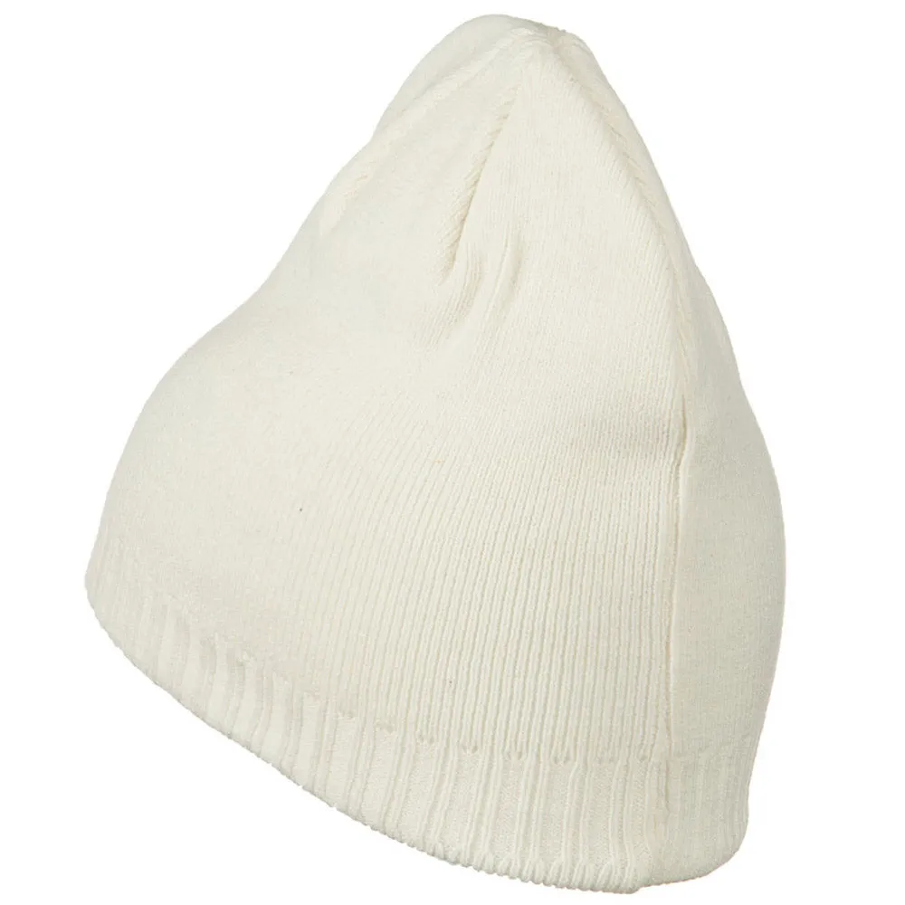 Decorative Ribbed Short Beanie