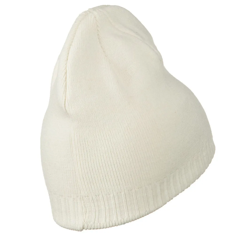 Decorative Ribbed Short Beanie