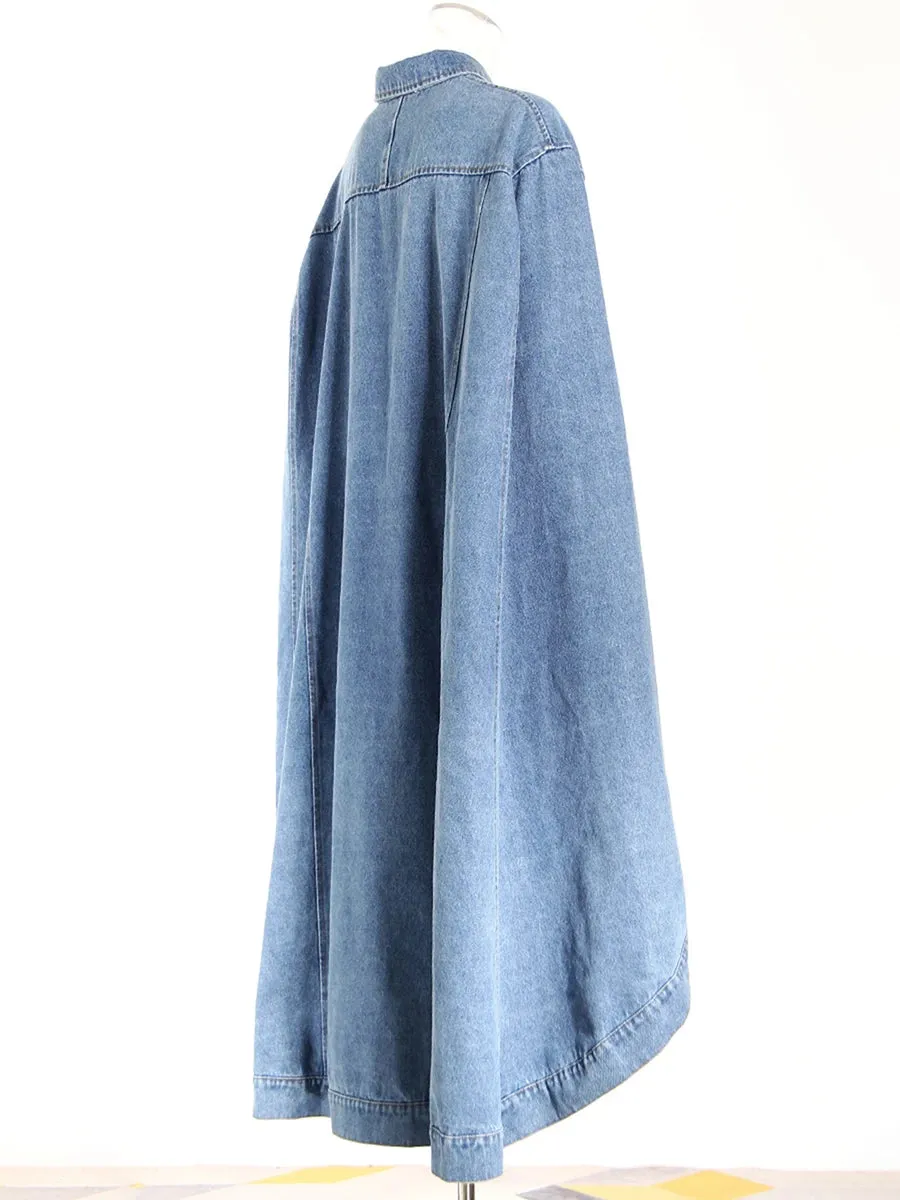 Designer Denim Oversized Cape Coat