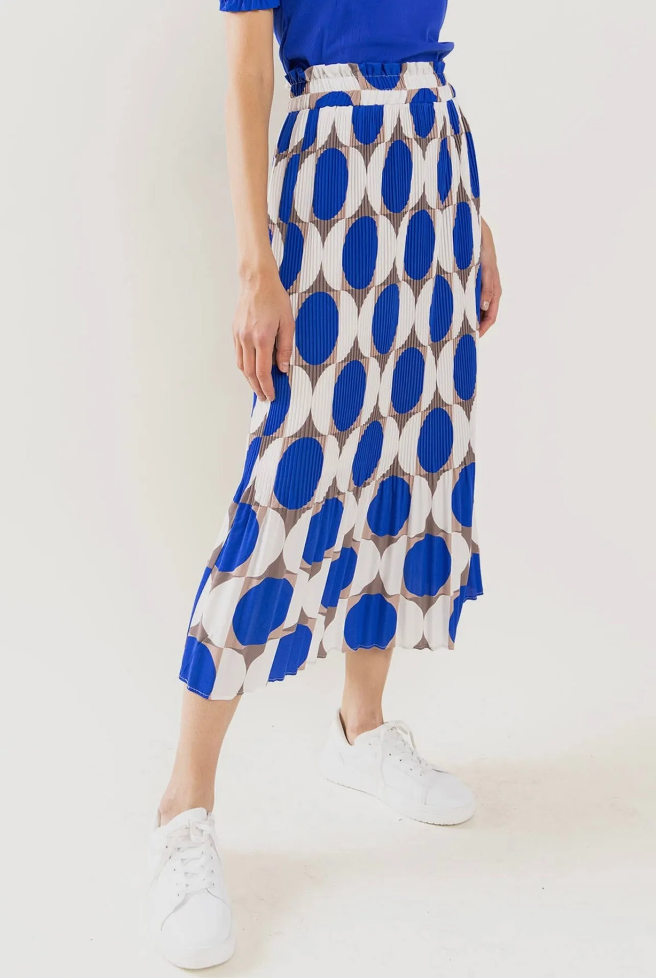 Geometric Print Pleated Long Skirt