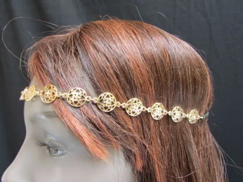 Gold Head Band Elastic Black Strap Multi Stars Women Elegant Fashion Wedding