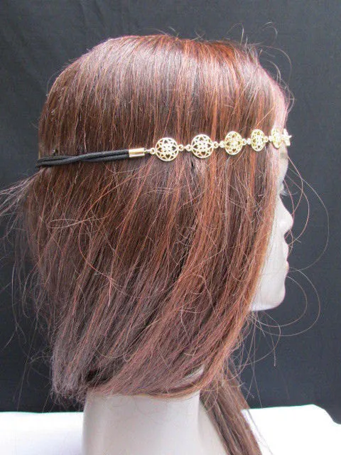 Gold Head Band Elastic Black Strap Multi Stars Women Elegant Fashion Wedding