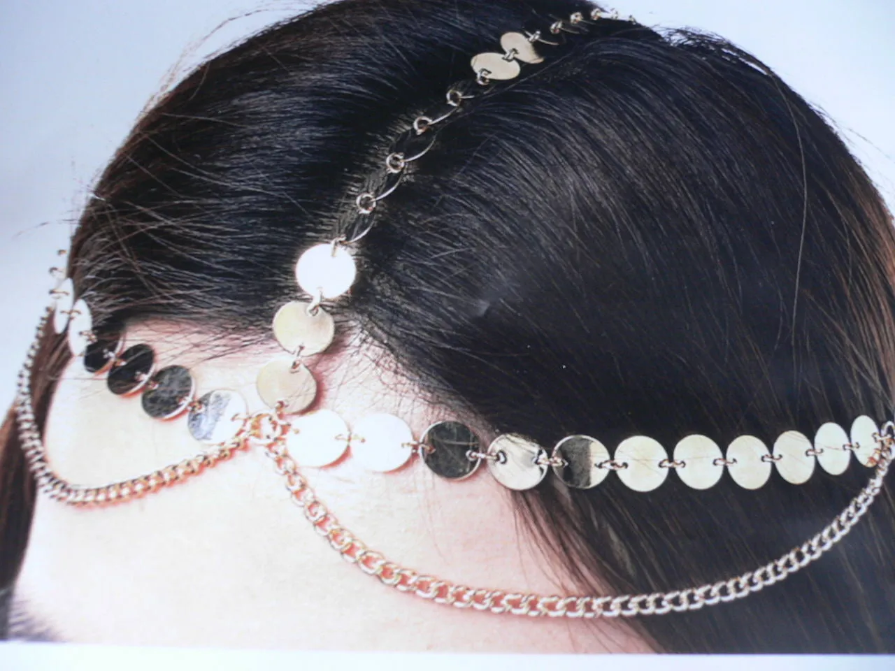 Gold Metal Chain Hair Piece Chic Headband Head Waves Coins Women Trendy Fashionable