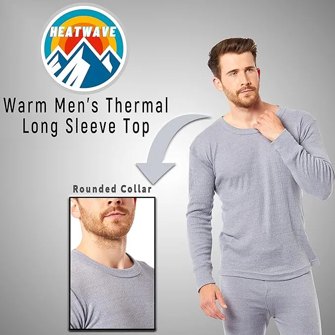 Heatwave® Pack of 2 Men's Thermal Long Sleeve Top, Warm Underwear Baselayer, S M L XL XXL Thermals