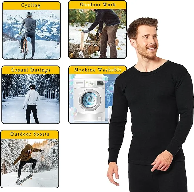 Heatwave® Pack of 2 Men's Thermal Long Sleeve Top, Warm Underwear Baselayer, S M L XL XXL Thermals