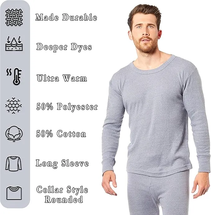 Heatwave® Pack of 2 Men's Thermal Long Sleeve Top, Warm Underwear Baselayer, S M L XL XXL Thermals