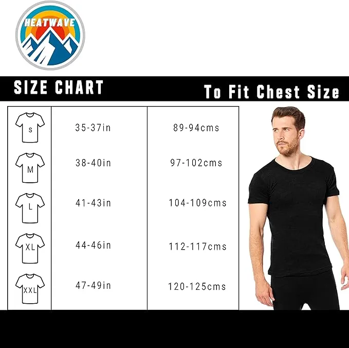 Heatwave® Pack of 2 Men's Thermal T Shirt, Warm Underwear Baselayer, S M L XL XXL Thermals