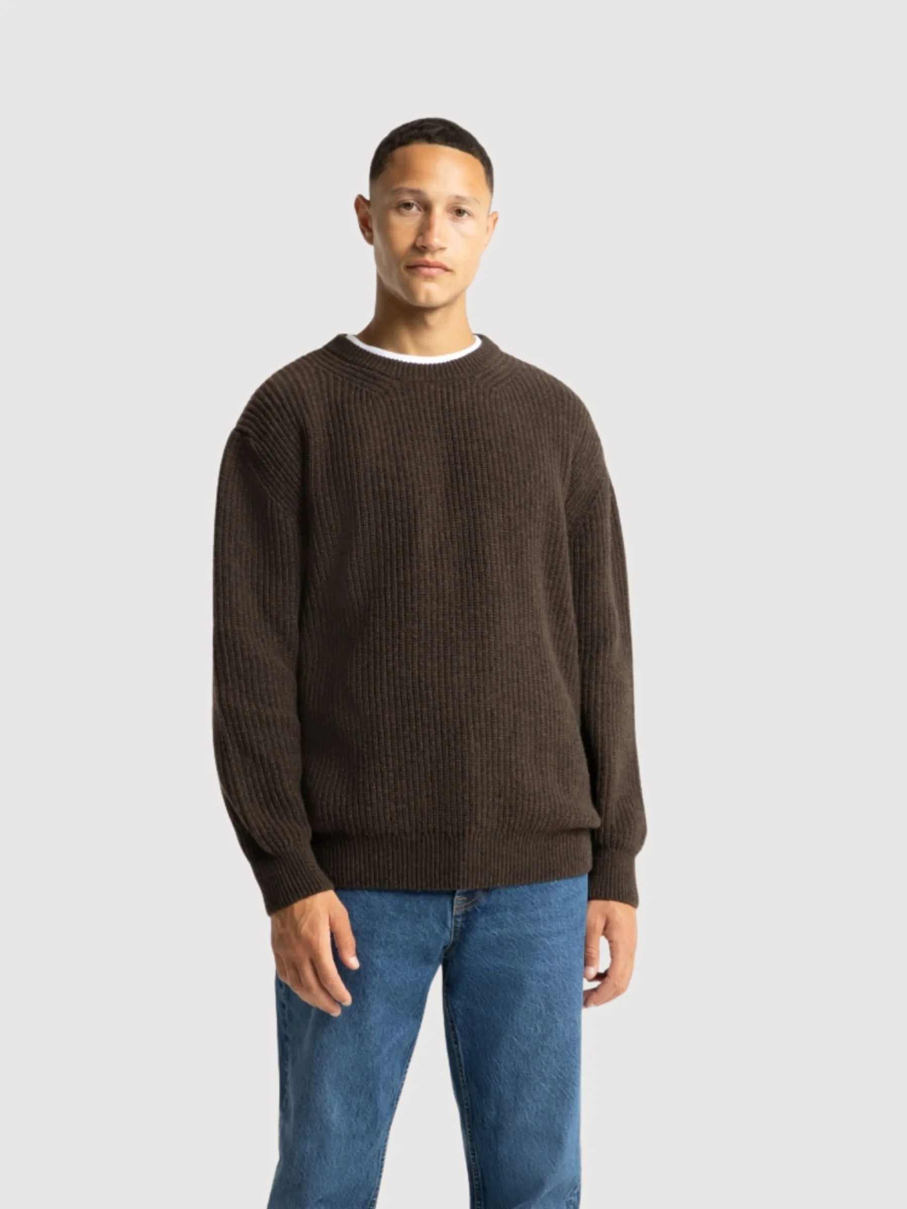 Hector  Brown Man Knit Pullover | King Of Indigo