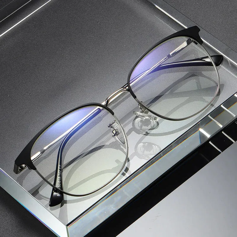 Kocolior Unisex Full Rim Square Acetate Alloy Brow Line Eyeglasses 9123