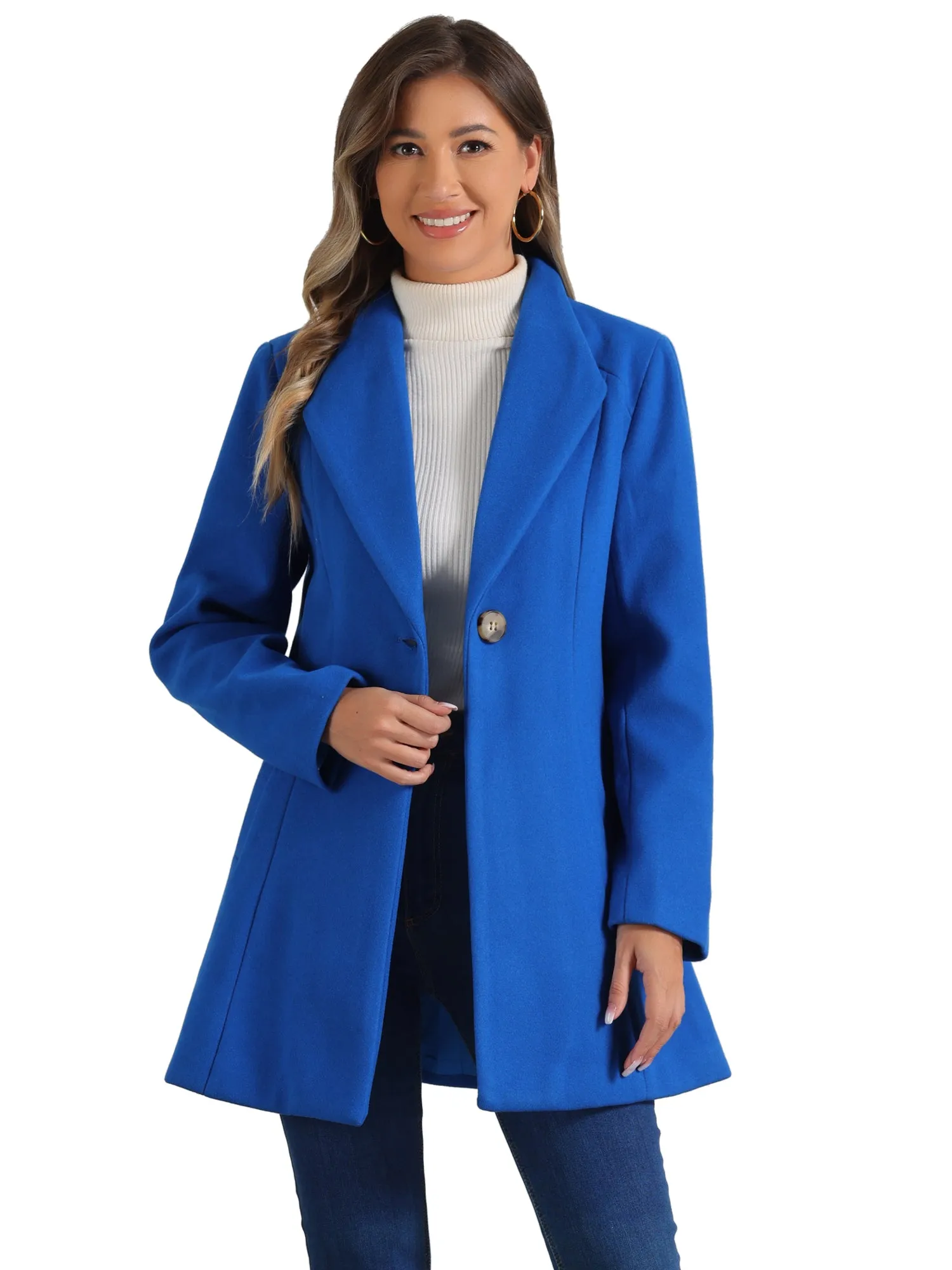 Lapel Collar Buttoned Outerwear Elegant Work Winter Coat