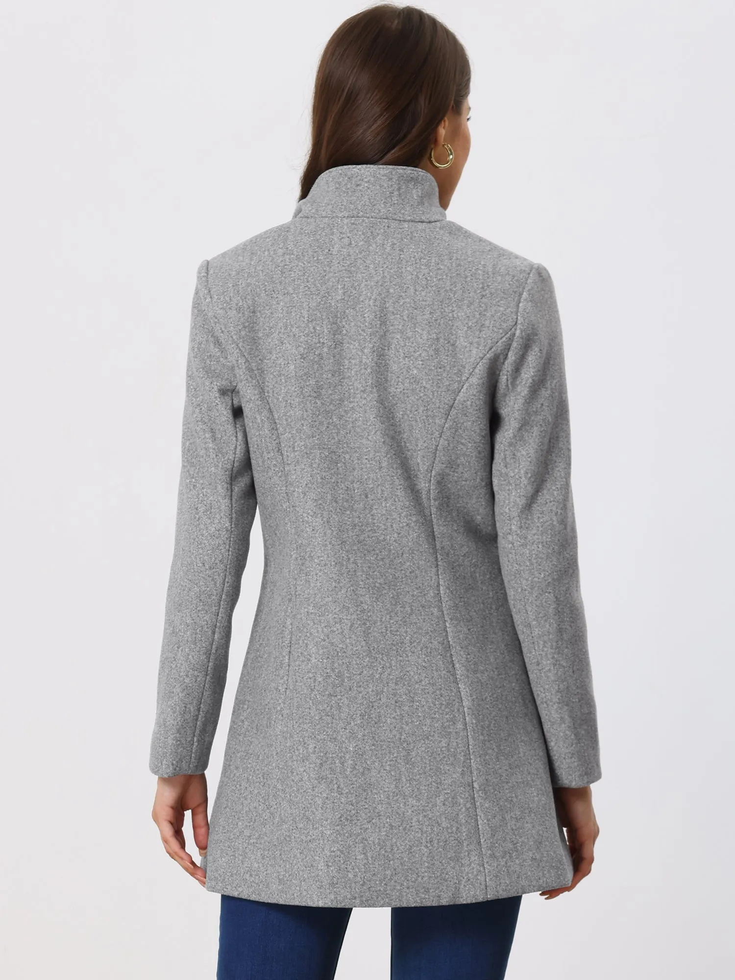 Lapel Collar Buttoned Outerwear Elegant Work Winter Coat