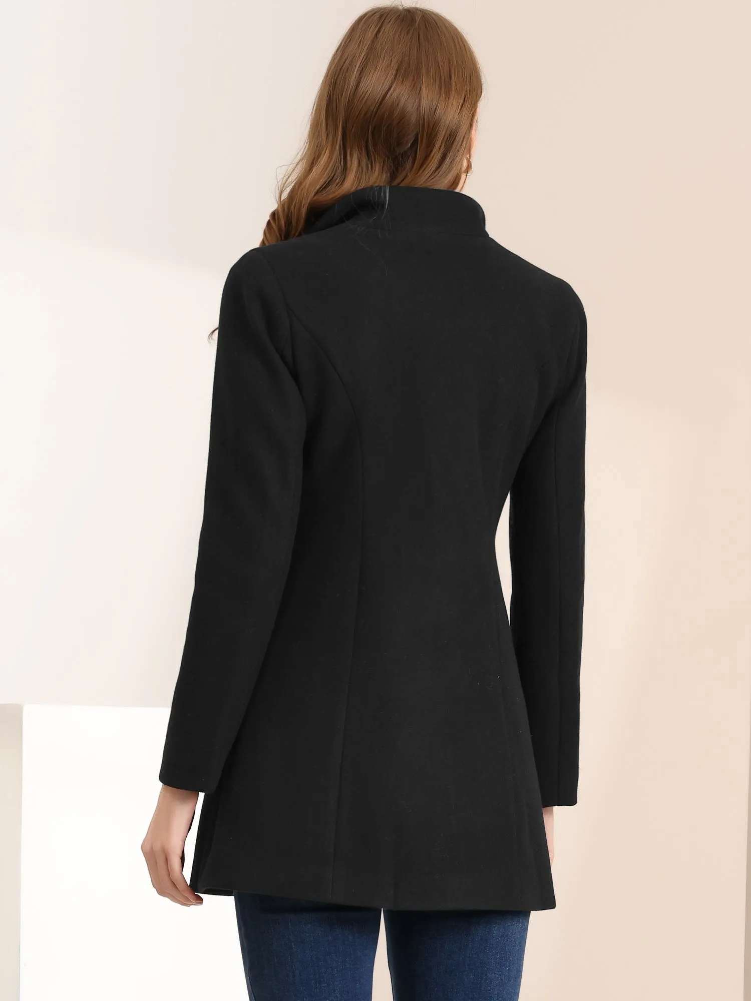 Lapel Collar Buttoned Outerwear Elegant Work Winter Coat