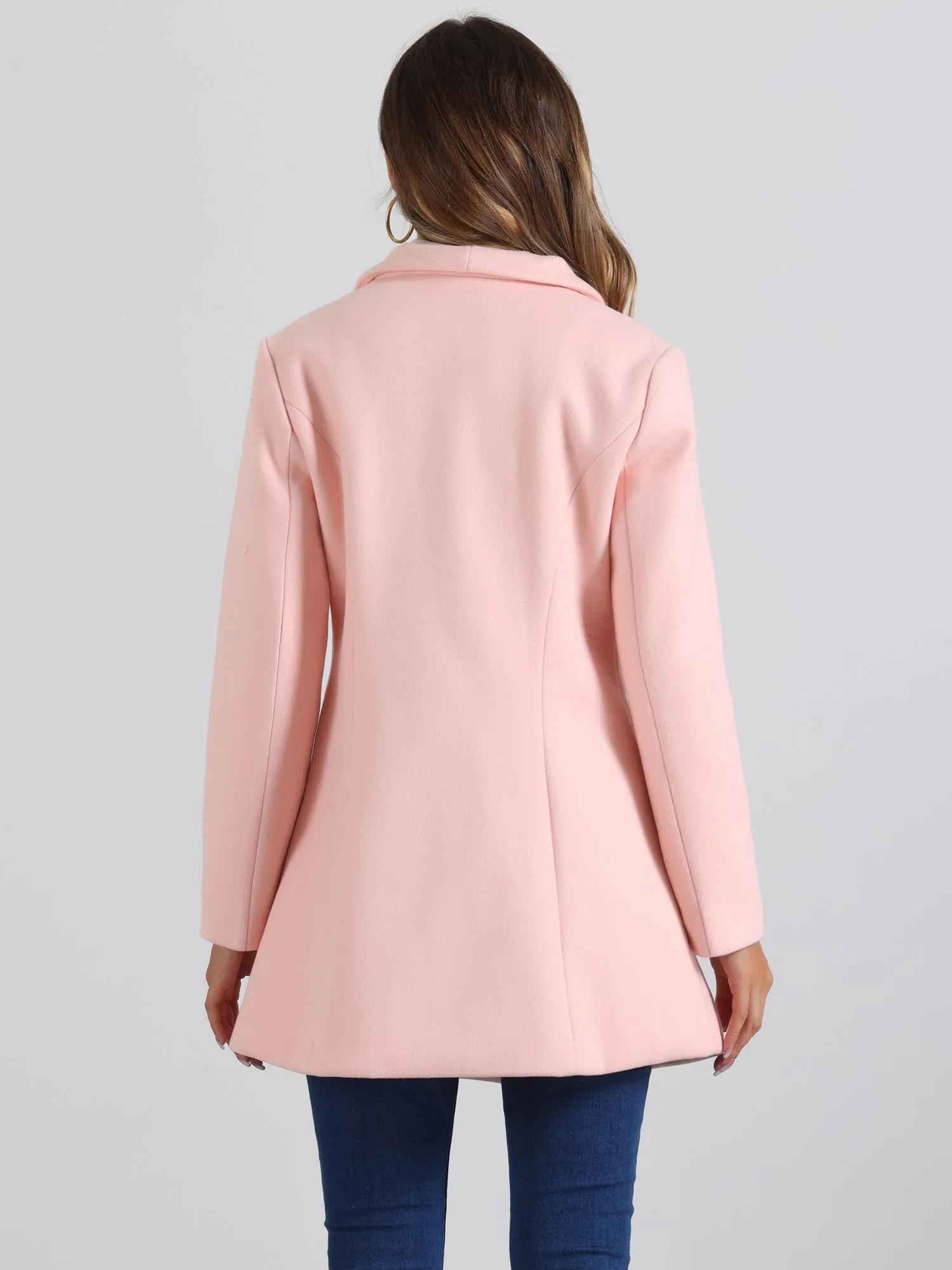 Lapel Collar Buttoned Outerwear Elegant Work Winter Coat