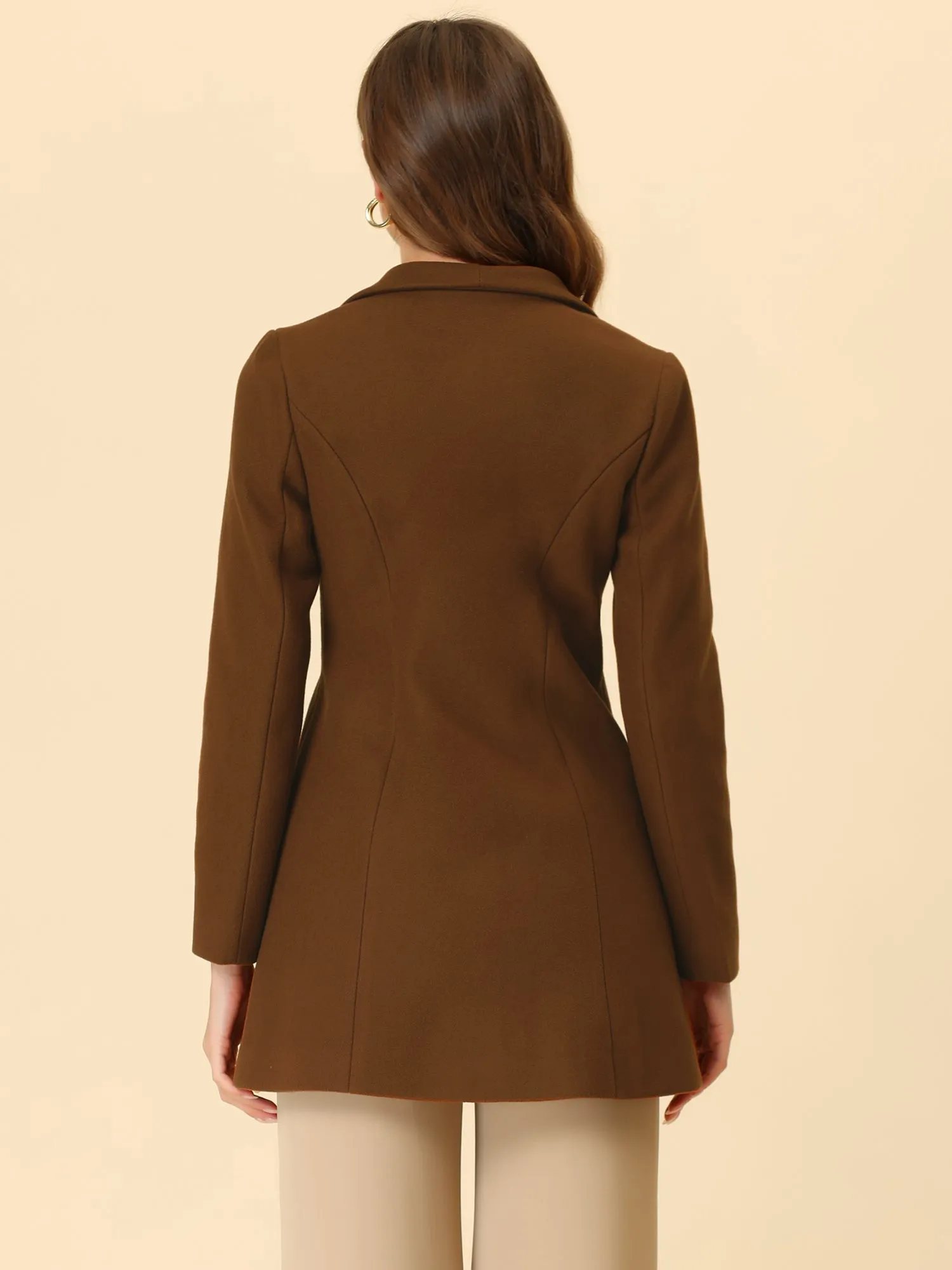 Lapel Collar Buttoned Outerwear Elegant Work Winter Coat