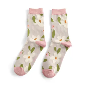 Miss Sparrow Falling Daisies Socks Silver