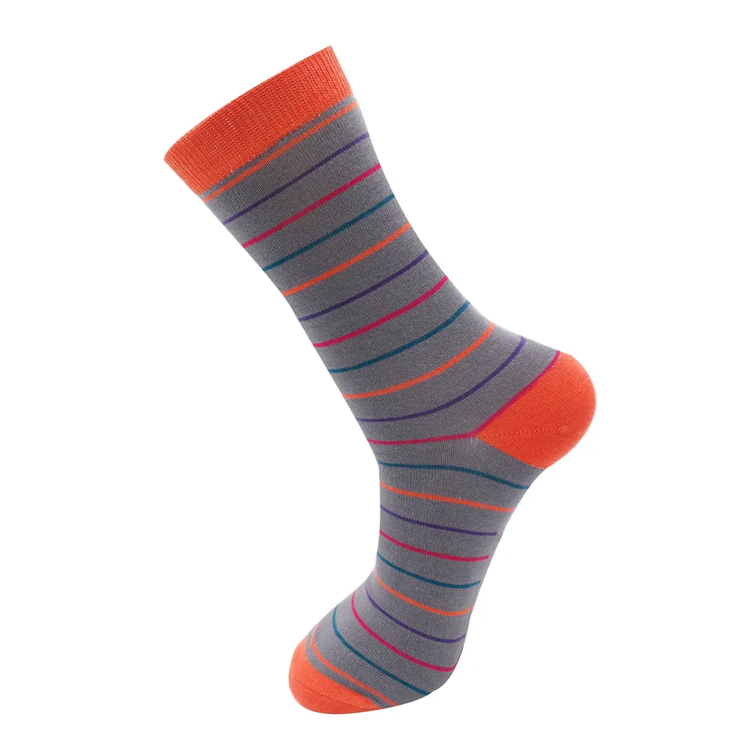 Mr Heron Thin Stripes Socks Grey