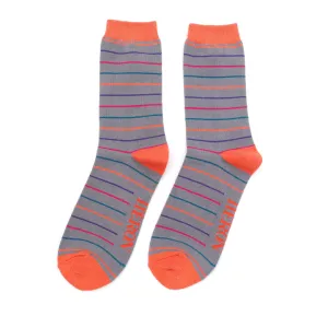 Mr Heron Thin Stripes Socks Grey