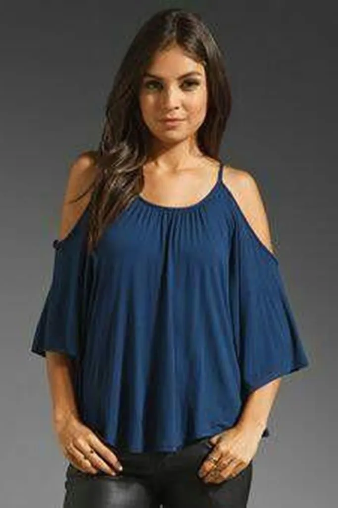 NICK OPEN SHOULDER TOP (NAVY)- JT7352