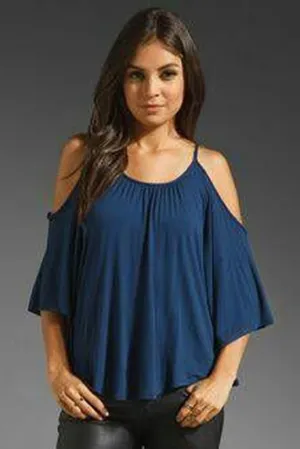 NICK OPEN SHOULDER TOP (NAVY)- JT7352