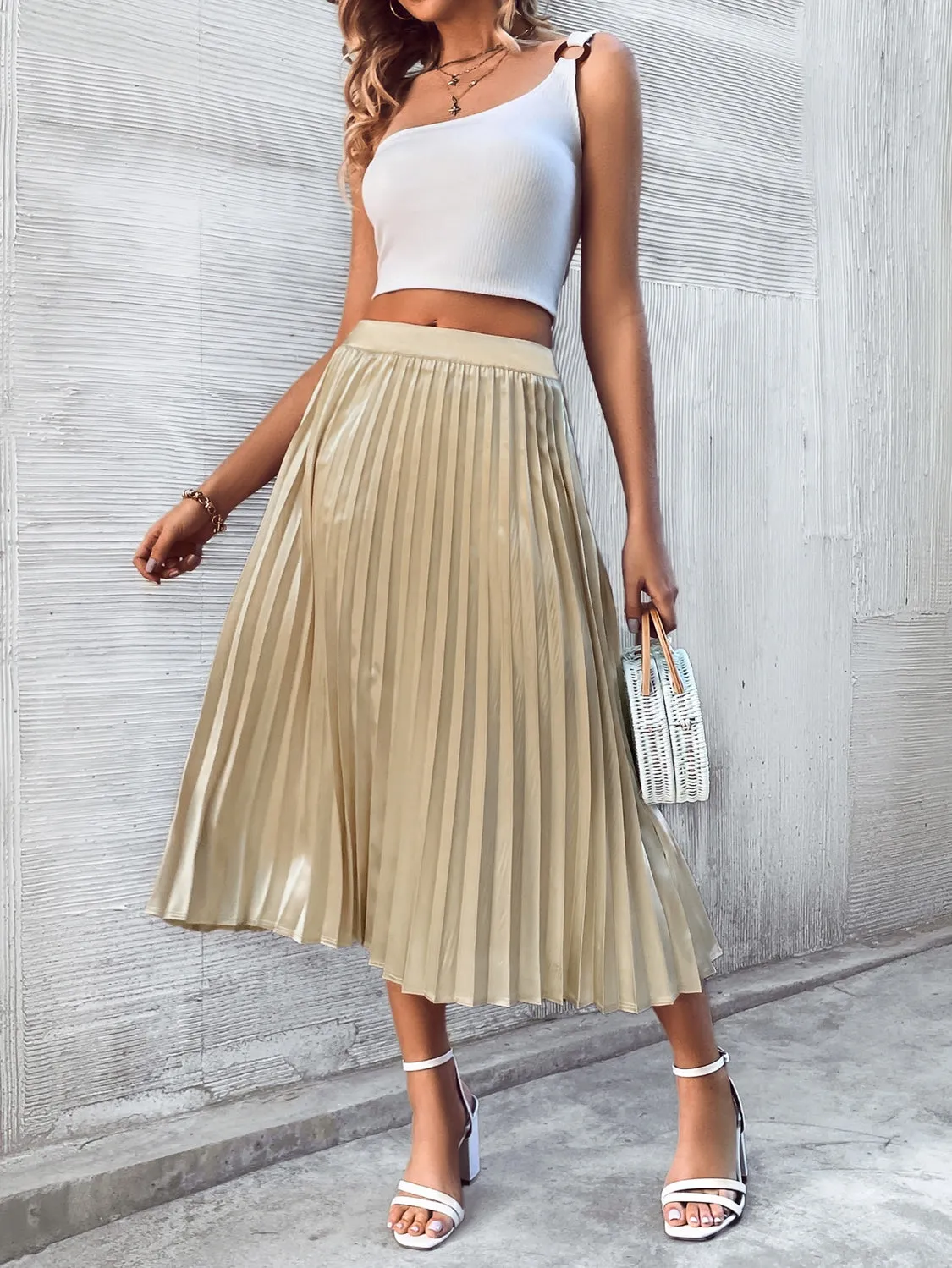 Pleated Midi Skirt