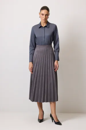 PLEATED SUEDE SKIRT