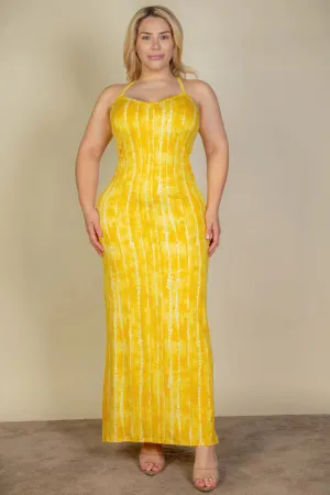 Plus Size Tie Dye Printed Cami Bodycon Maxi Dress