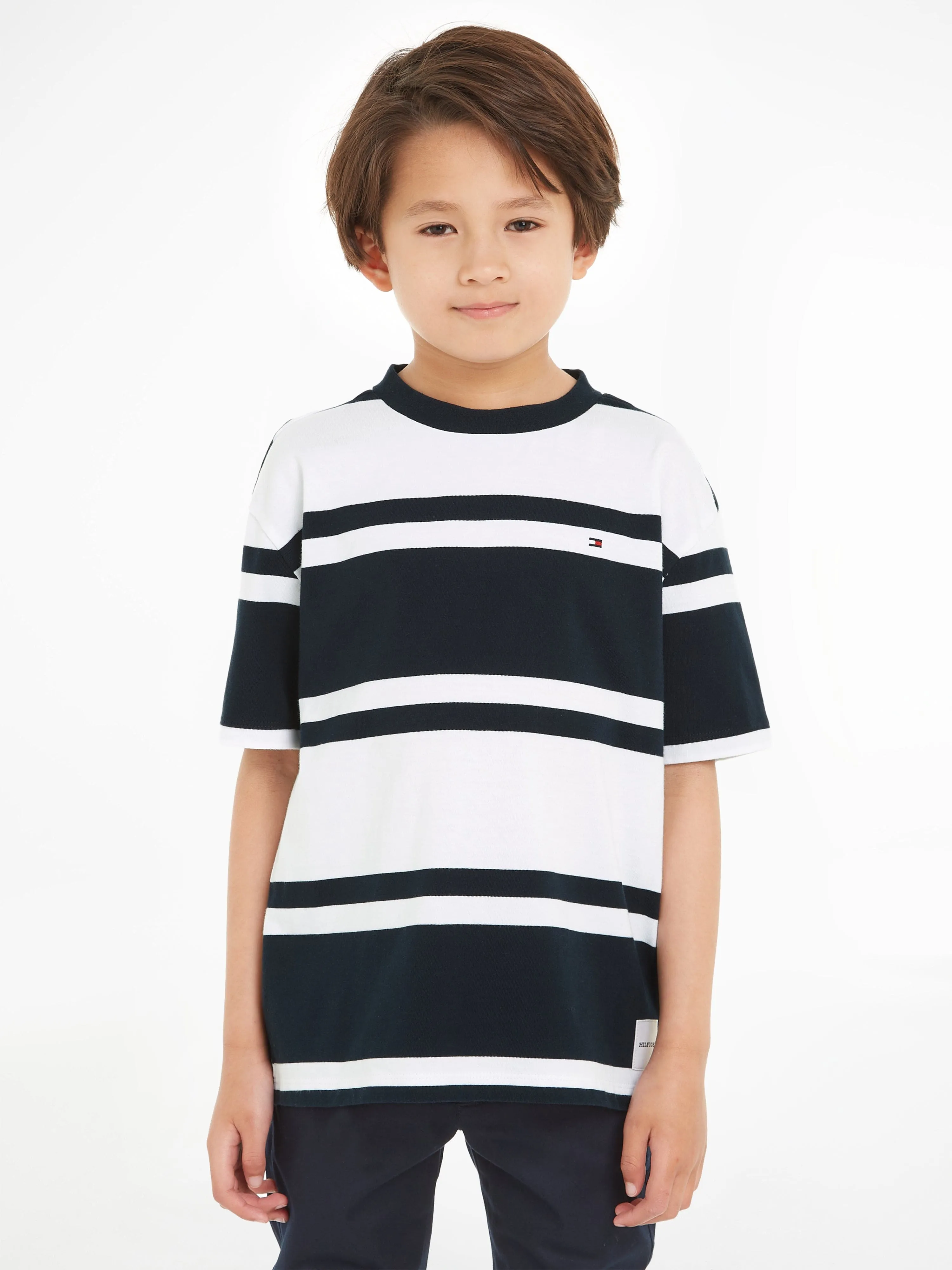 Tommy Hilfiger Boys Rugby Stripe T-Shirt in Black