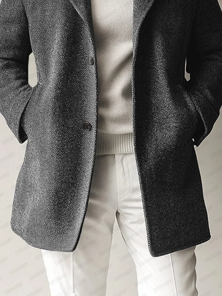 Urban Herringbone Tweed Overcoat