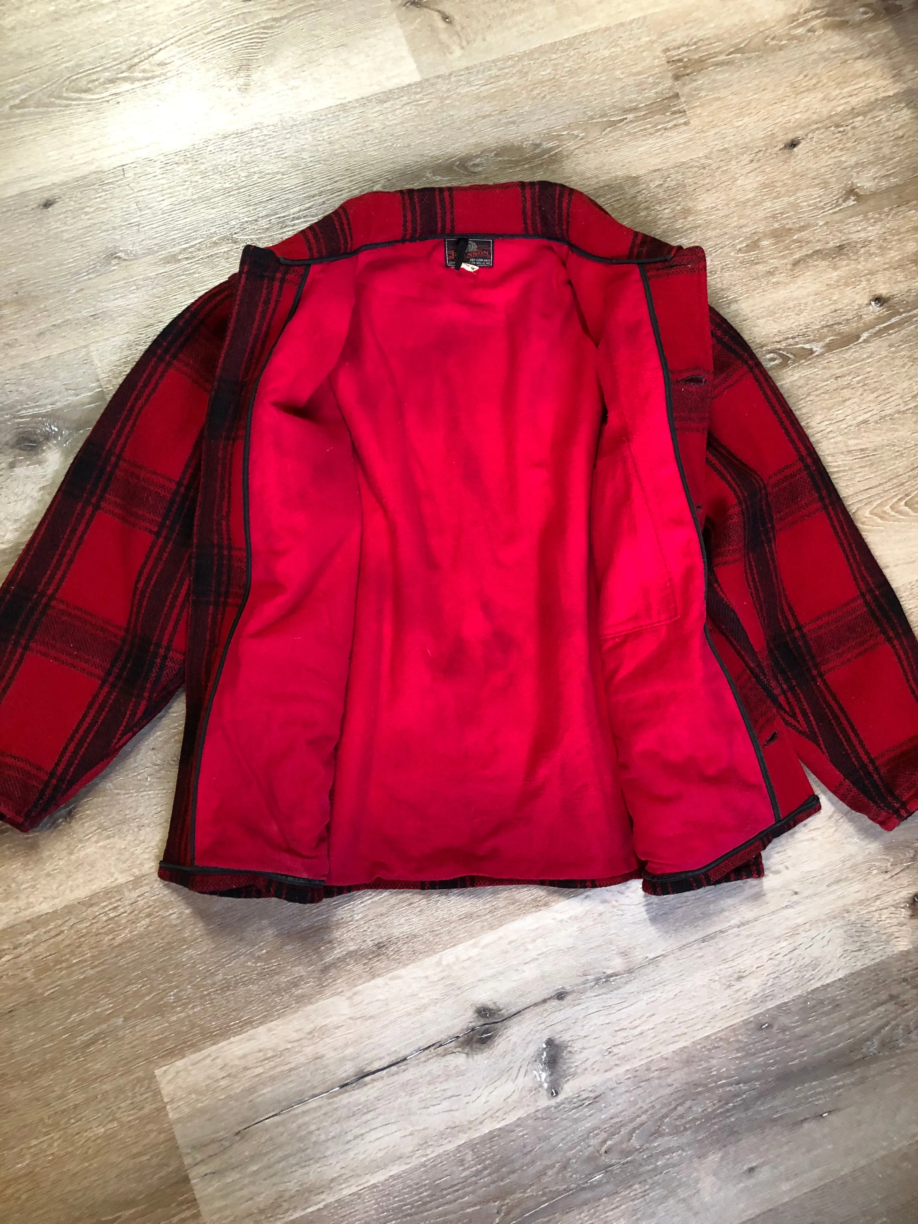 Vintage Johnson Woolen Mills Red Plaid Wool Hunting Jacket