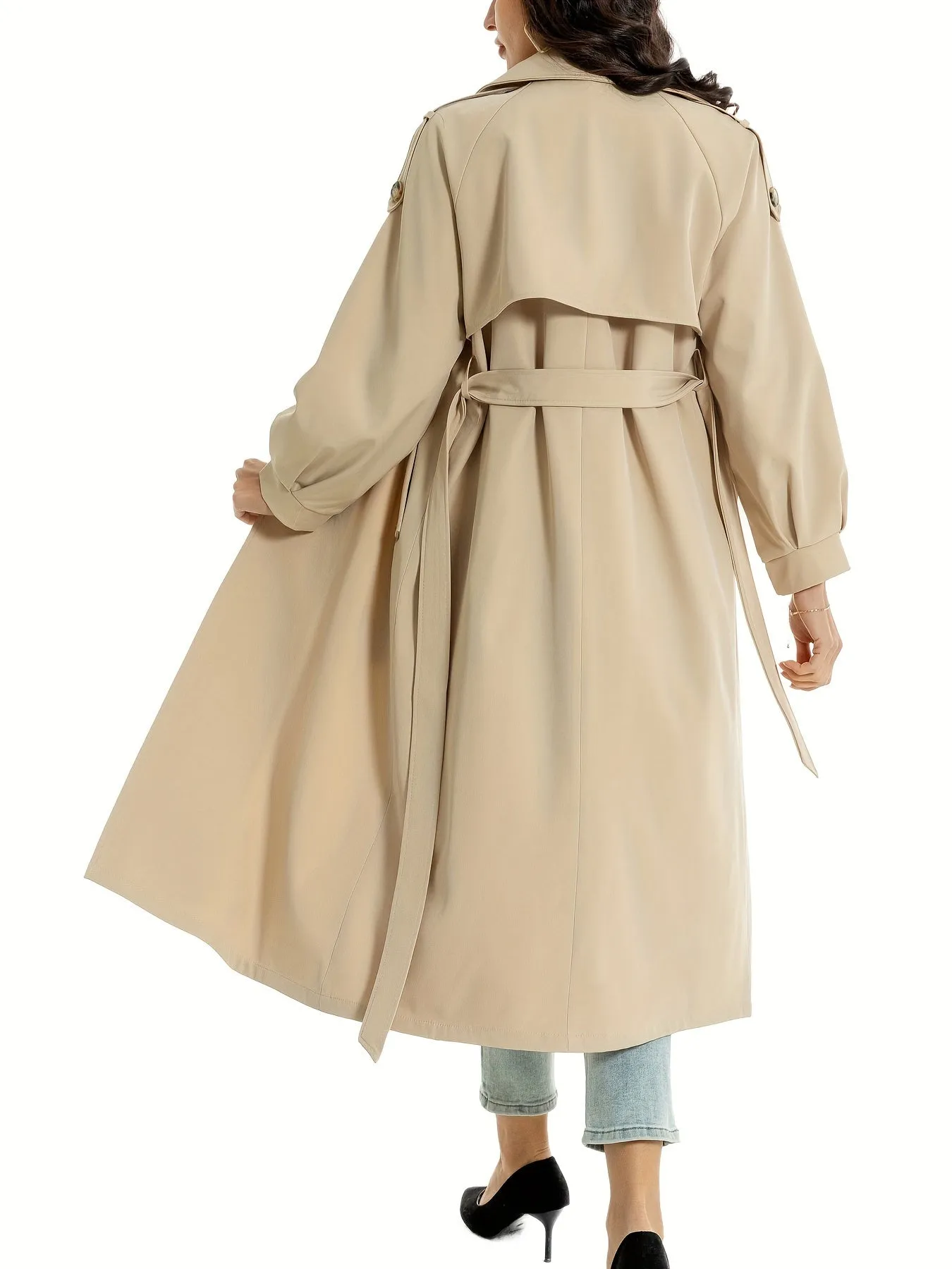 Women's Classic Long Trenchcoat with Double-Button Closure | Ideal for Autumn/Winter