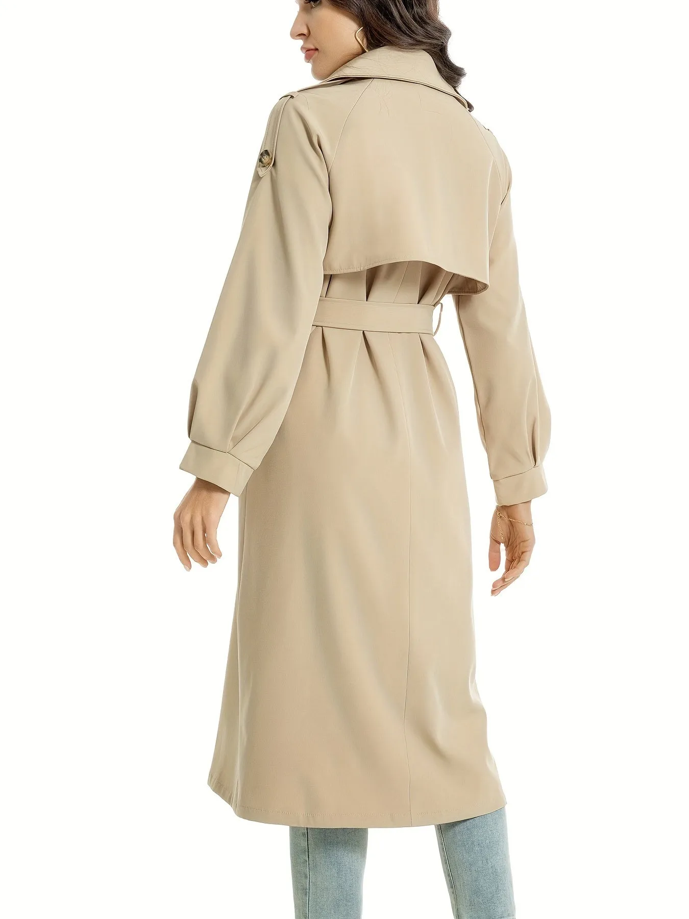 Women's Classic Long Trenchcoat with Double-Button Closure | Ideal for Autumn/Winter