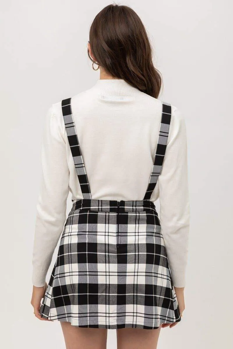 Woven Stretch Plaid Pleated Skirt